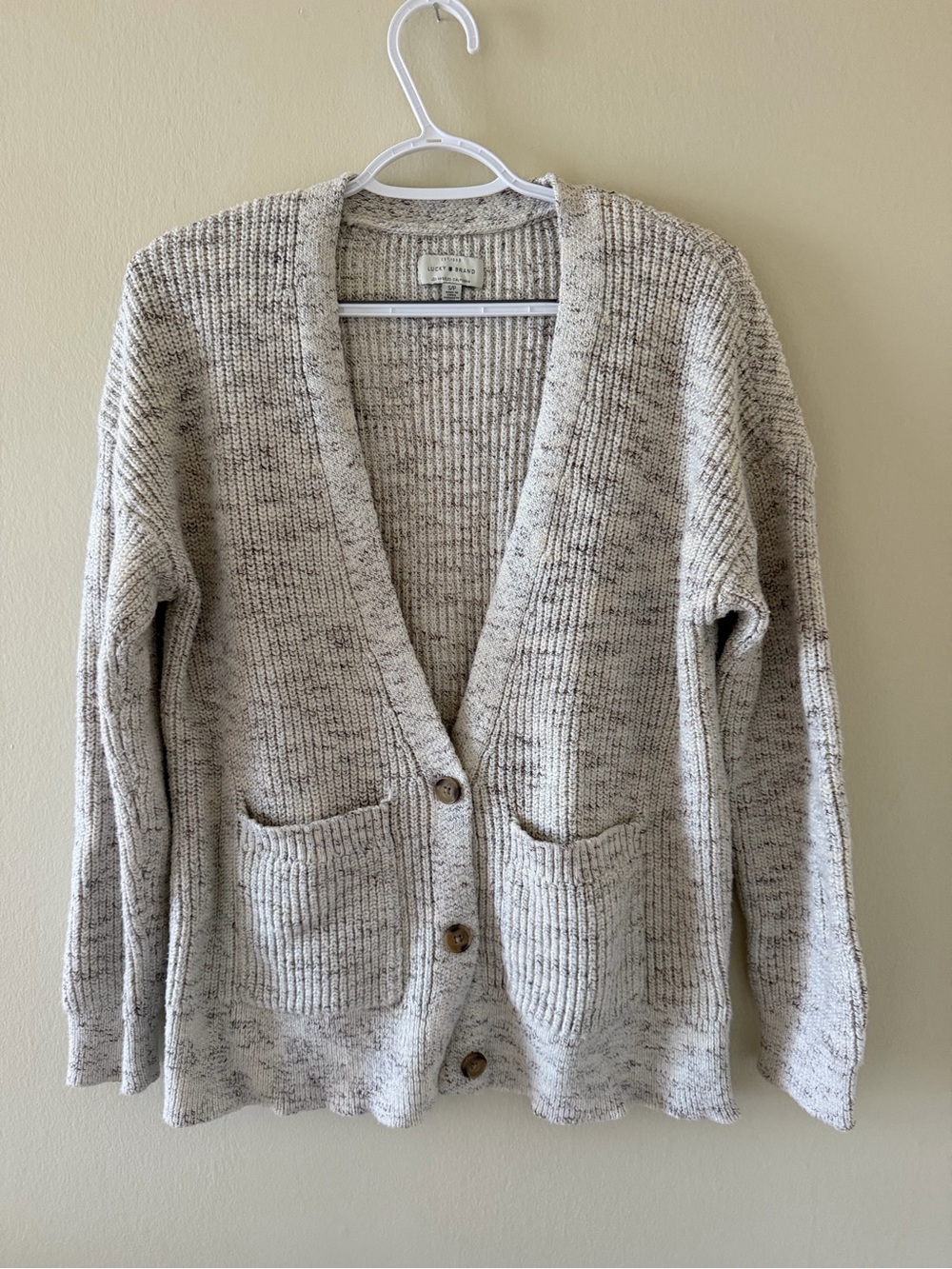 Lucky Brand Marled Cream Button-Front Cardigan